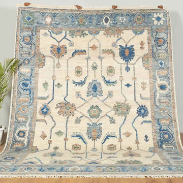 Modern Oushak Rug: Hand-Knotted with Care and Precision