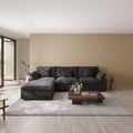 Sky Cloud Slope Sectional Sofa, Modular Comfort Linen L-Shaped Sectional 4-Seater, Black