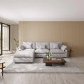Sky Cloud Slope Sectional Sofa, Modular Comfort Linen L-Shaped Sectional 4-Seater, Light Grey