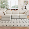 Sky Classic Linen Cloud Sofa, Modular Washable 122-Inch Linen L-Shaped Sectionals 4-Seaters, Beige