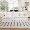 Sky Classic Linen Cloud Sofa, Modular Washable 122-Inch Linen L-Shaped Sectionals 4-Seaters, White