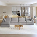 Sky Cloud Sectional Sofa, Modular Washable 160-Inch Linen L-Shaped Sectionals 5-Seaters, Grey