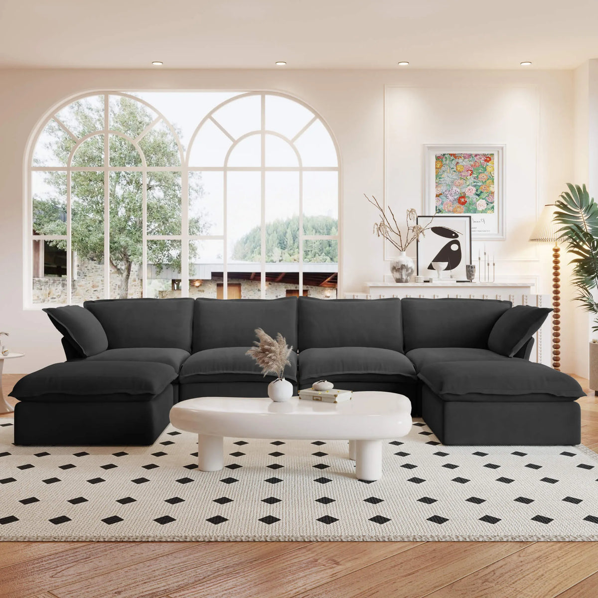Sky Classic Linen Cloud Sofa, Linen Sectional Sofa Slipcovers - Replacement Covers Only, Black