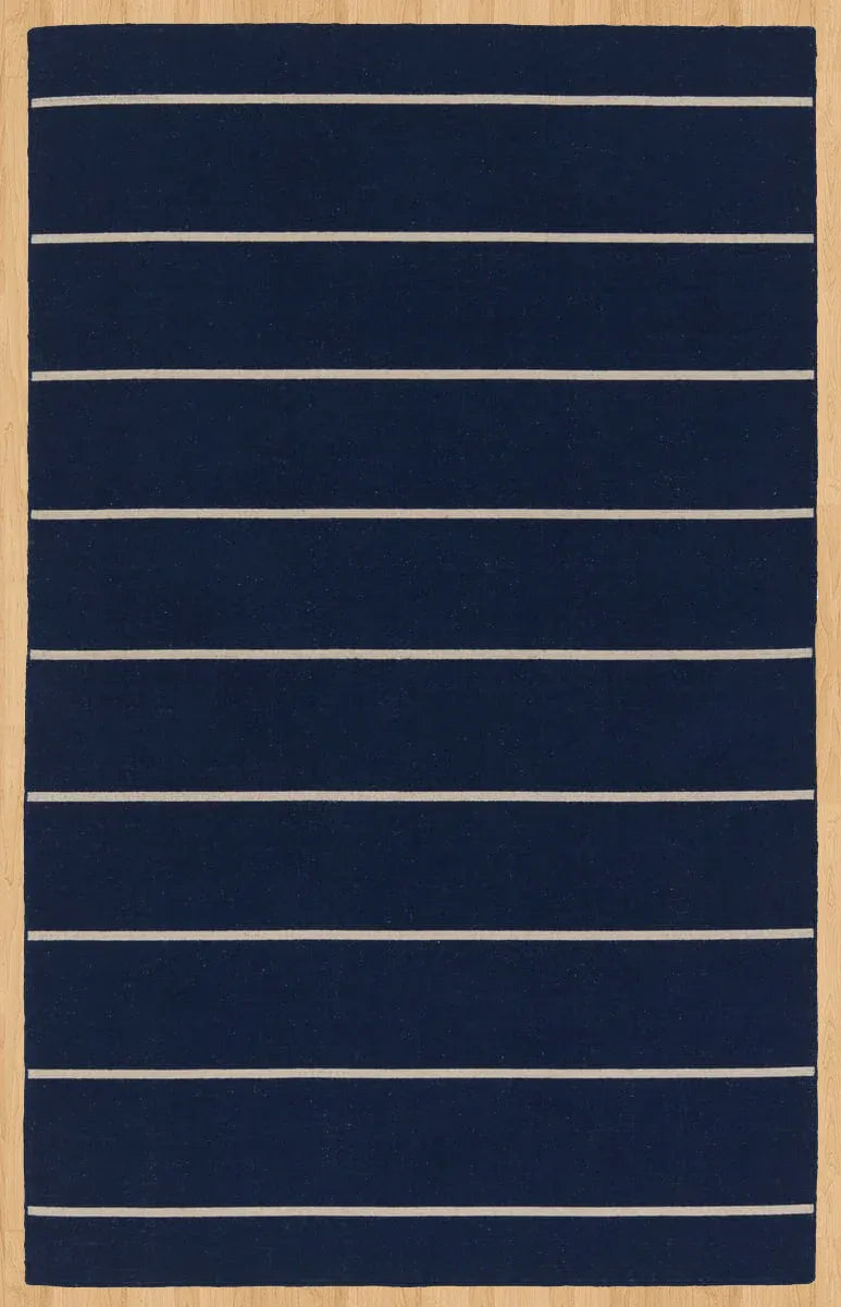 Navy Blue Hand Knotted Weave Dhurrie Rug