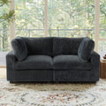 Sky Cloud Pro Sectional Sofa, Plush Comfort Plush Fabric Loveseats 2-Seaters, Black