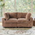 Sky Cloud Pro Sectional Sofa, Plush Comfort Plush Fabric Loveseats 2-Seaters, Brown