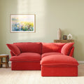 Sky Classic Velvet Cloud Sofa, Replaceable Cover 83-Inch Velvet L-Shaped Sectionals 3-Seaters, Red
