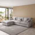 Sky Cloud Slope Sectional Sofa, Modular Comfort Linen L-Shaped Sectional 4-Seater