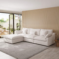 Sky Cloud Slope Sectional Sofa, Modular Comfort Linen L-Shaped Sectional 4-Seater