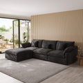 Sky Cloud Slope Sectional Sofa, Modular Comfort Linen L-Shaped Sectional 4-Seater