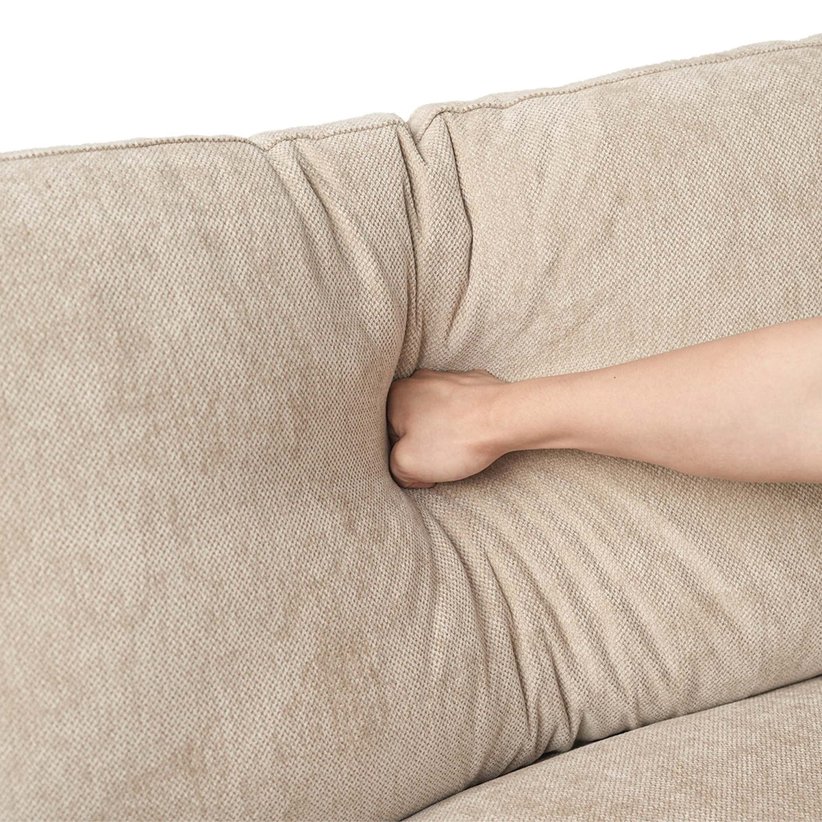 Sky Cloud Slope Sectional Sofa, Pet-Friendly Linen L-Shaped Sectional 5-Seater, Khaki