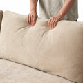 Sky Cloud Slope Sectional Sofa, Modular Comfort Linen L-Shaped Sectional 4-Seater, Khaki