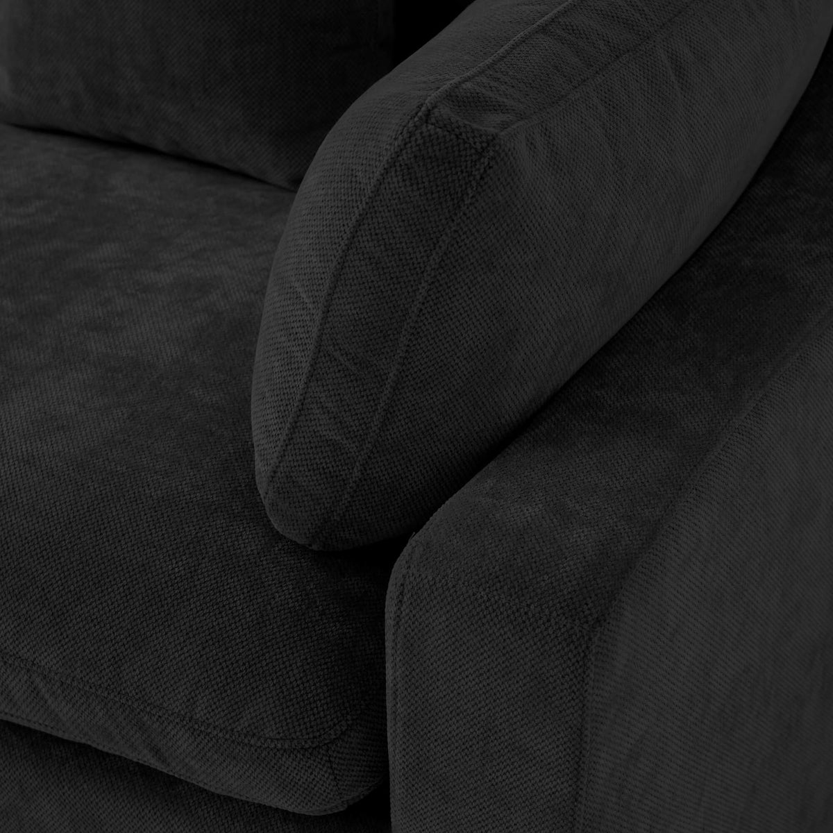 Sky Cloud Slope Sectional Sofa, Modular Comfort Linen L-Shaped Sectional 4-Seater, Black