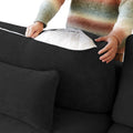 Sky Cloud Slope Sectional Sofa, Modular Comfort Linen L-Shaped Sectional 4-Seater, Black