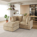 Sky Modular Track Arm Sectional Cloud Sofa, Loveseat Sofa Chaise Chenille and Linen Washable Sofa, Khaki