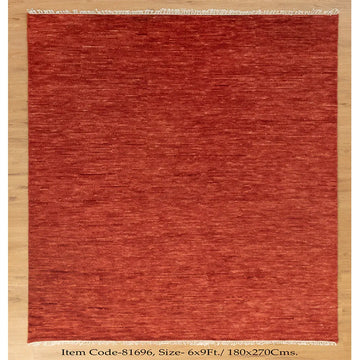 Solid Red Hand Knotted wool Rug