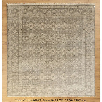 Taupe Floral Gray Trbal Turkish Muted Look Rug