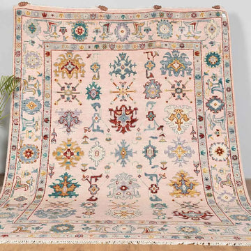 Unique Hand-Knotted Oushak Rug: Elevate Your Interior Decor