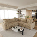 Sky Modular Track Arm Sectional Cloud Sofa, Skin-Friendly Washable Deep Seat V-Shaped Corner Sectional Sofa, Khaki