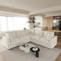 Sky Modular Track Arm Sectional Cloud Sofa, Skin-Friendly Washable Deep Seat V-Shaped Corner Sectional Sofa, Beige