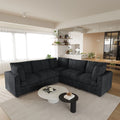 Sky Modular Track Arm Sectional Cloud Sofa, Skin-Friendly Washable Deep Seat V-Shaped Corner Sectional Sofa, Black