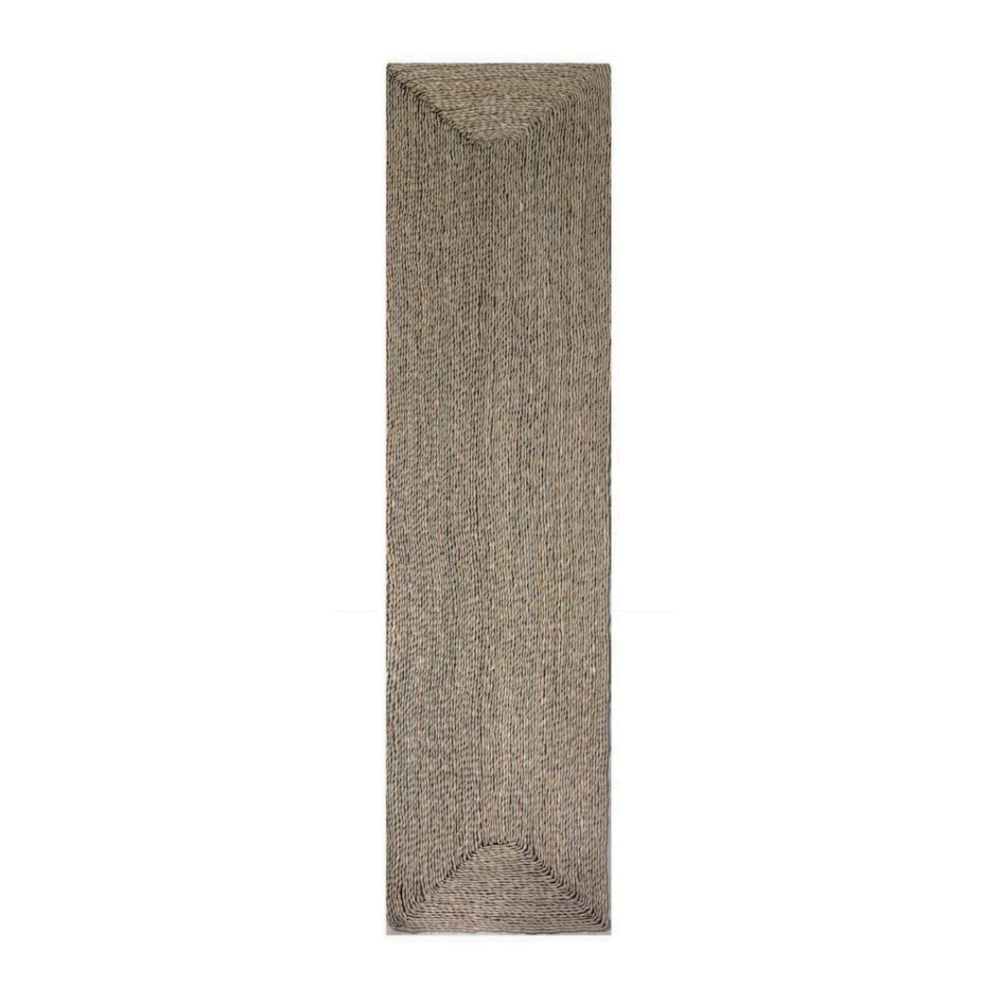 Straw rope woven wall panel in natural greige, 24 by 96 inches, shown flat