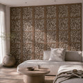 Red Rattan wall panels installed across a feature wall