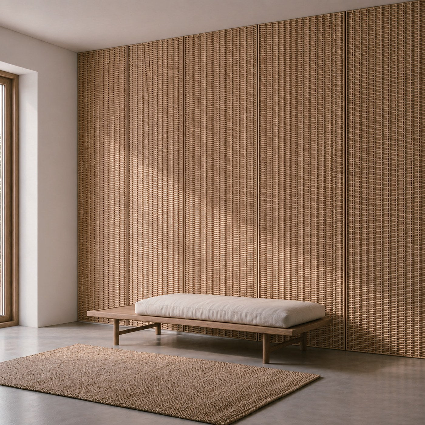 Woven Rope wall panels installed across a feature wall