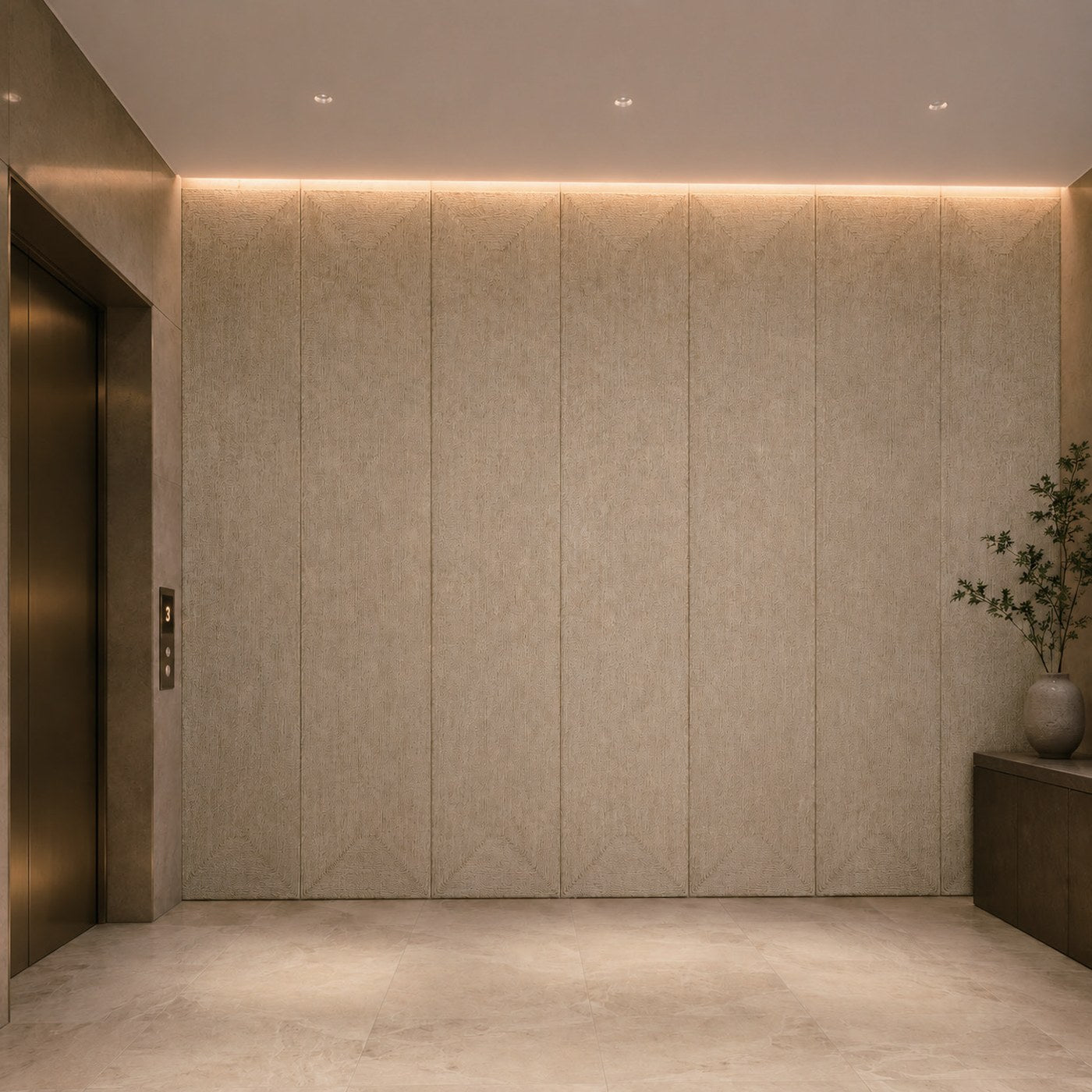 Woven Rope wall panels installed across a feature wall