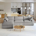 Sky Cloud Sectional Sofa, Washable Cover 120-Inch Linen L-Shaped Sectionals 4-Seaters, Grey