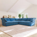 Sky Plus Velvet Cloud Sofa, Washable Cover 122-Inch Velvet Corner Sectionals 5-Seaters, Blue