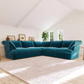 Sky Plus Velvet Cloud Sofa, Washable Cover 122-Inch Velvet Corner Sectionals 5-Seaters, Turquoise
