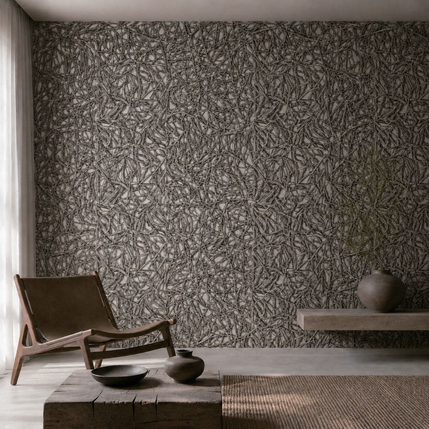 Chestnut wall panels installed across a feature wall