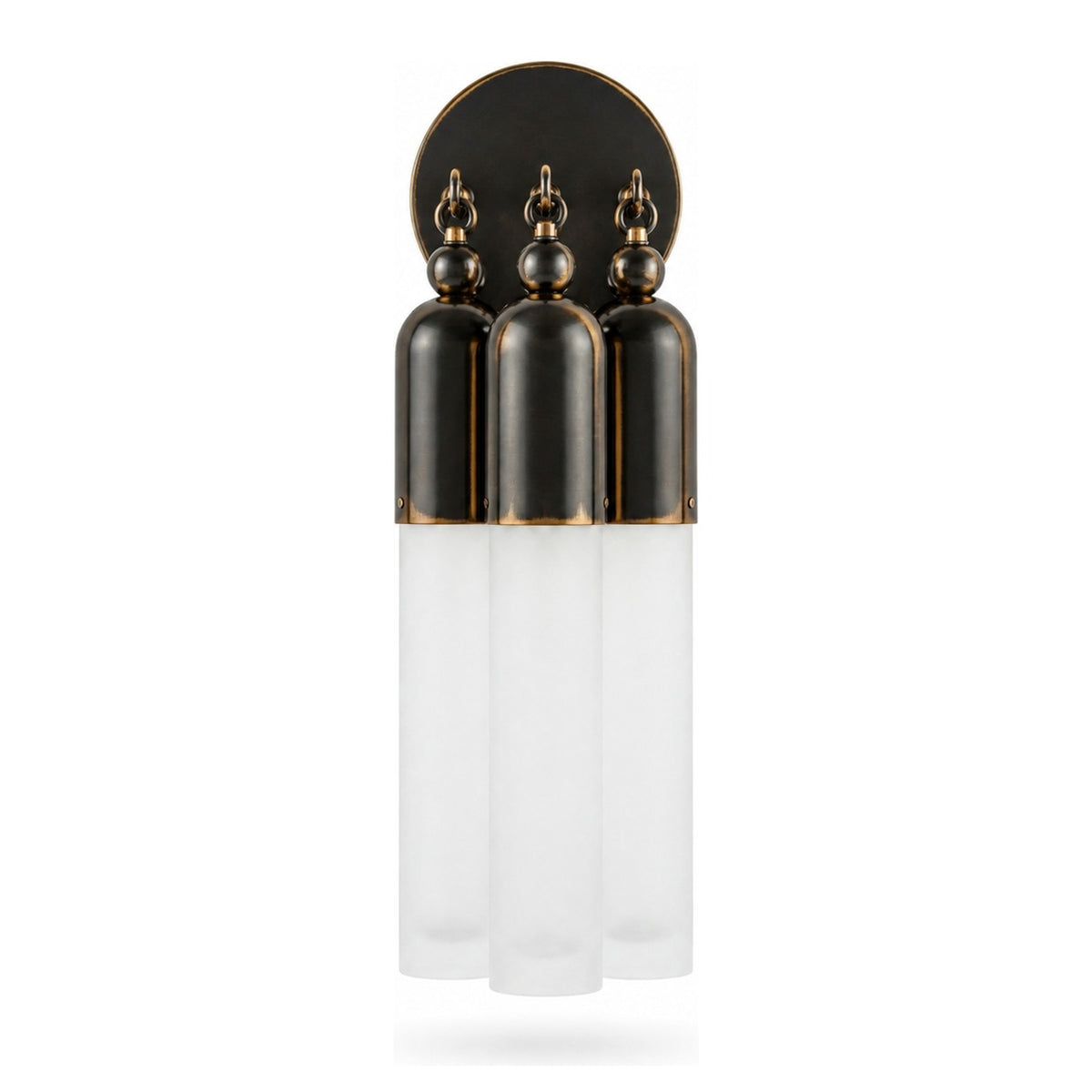 Antique Brass Wall Lamp with Glass Cylinder in antique black