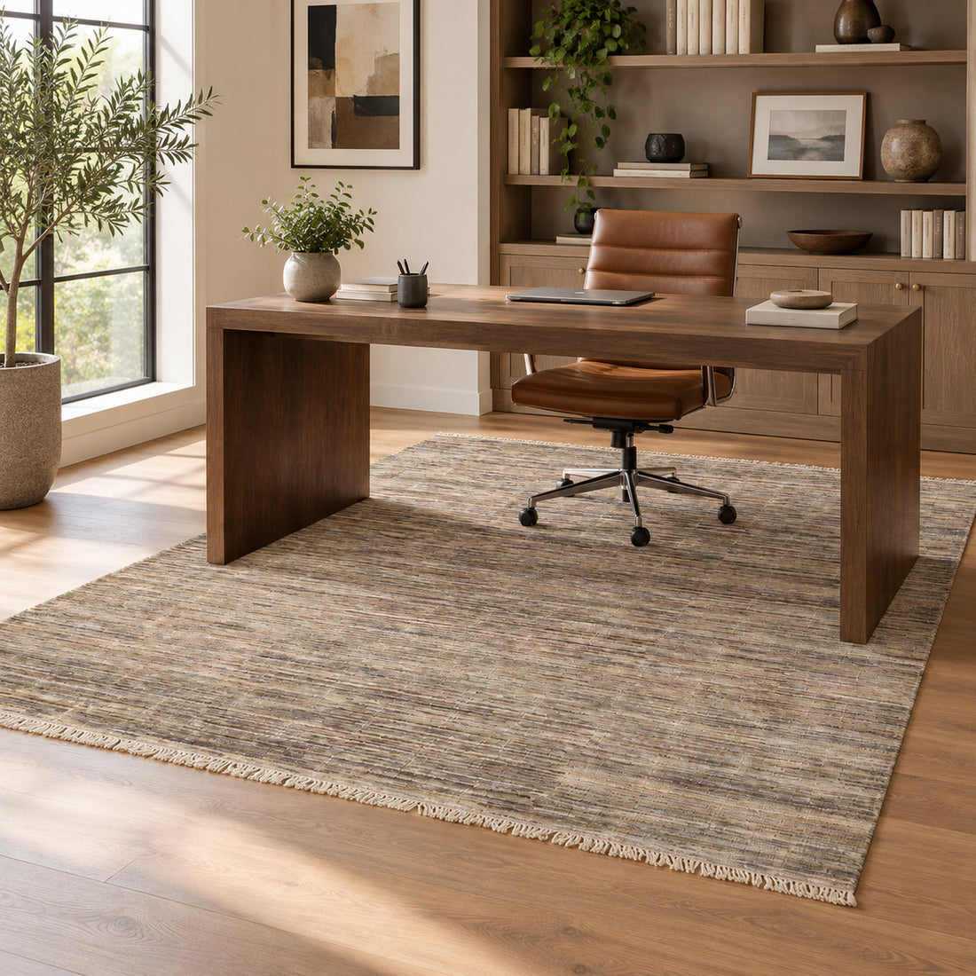 Aprezo Abstract Oriental Kashkoli Hand Knotted Rug, full view on a white background