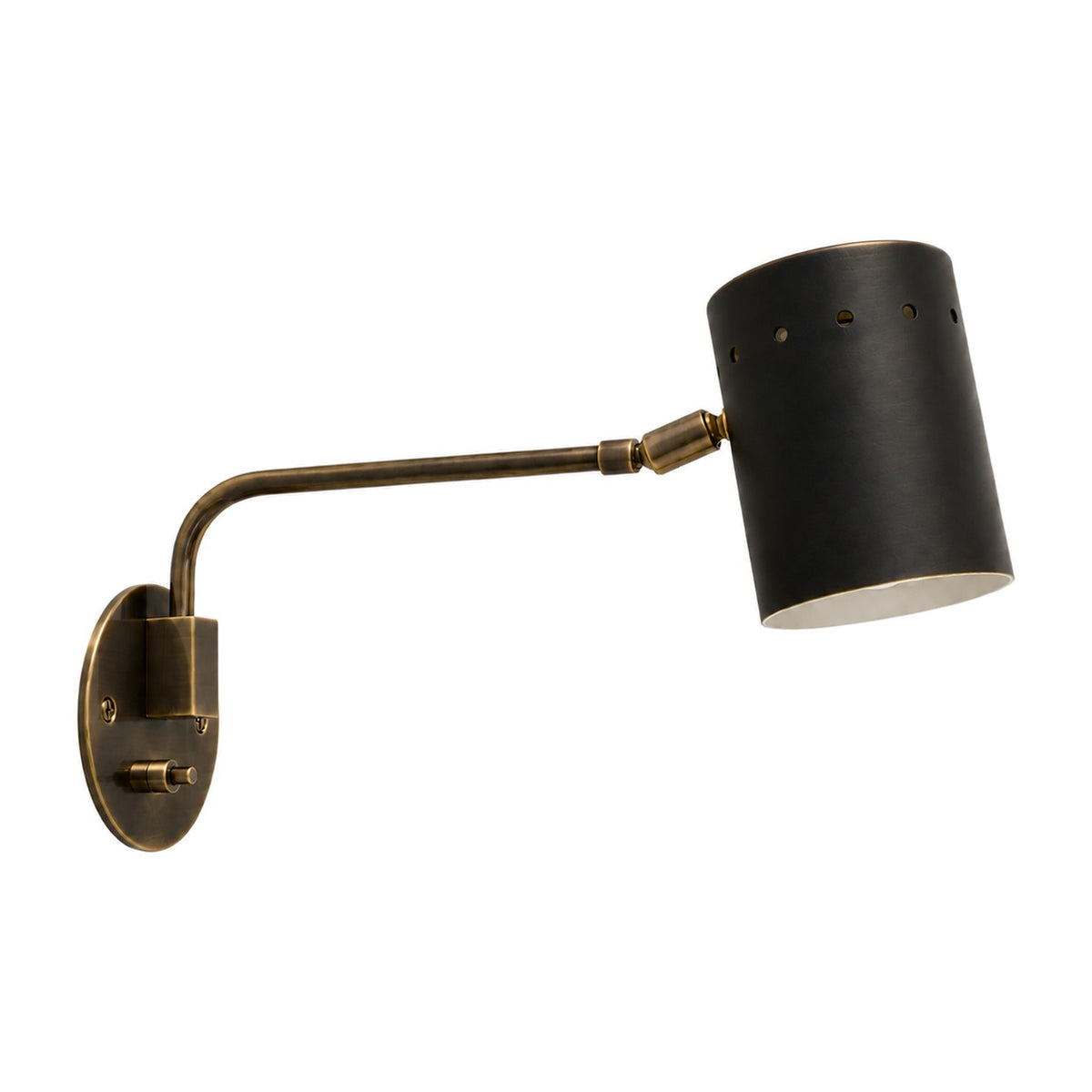 Articulated One-Light Wall Lamp – Mid-Century Modern Brass Sconce in blackened brass