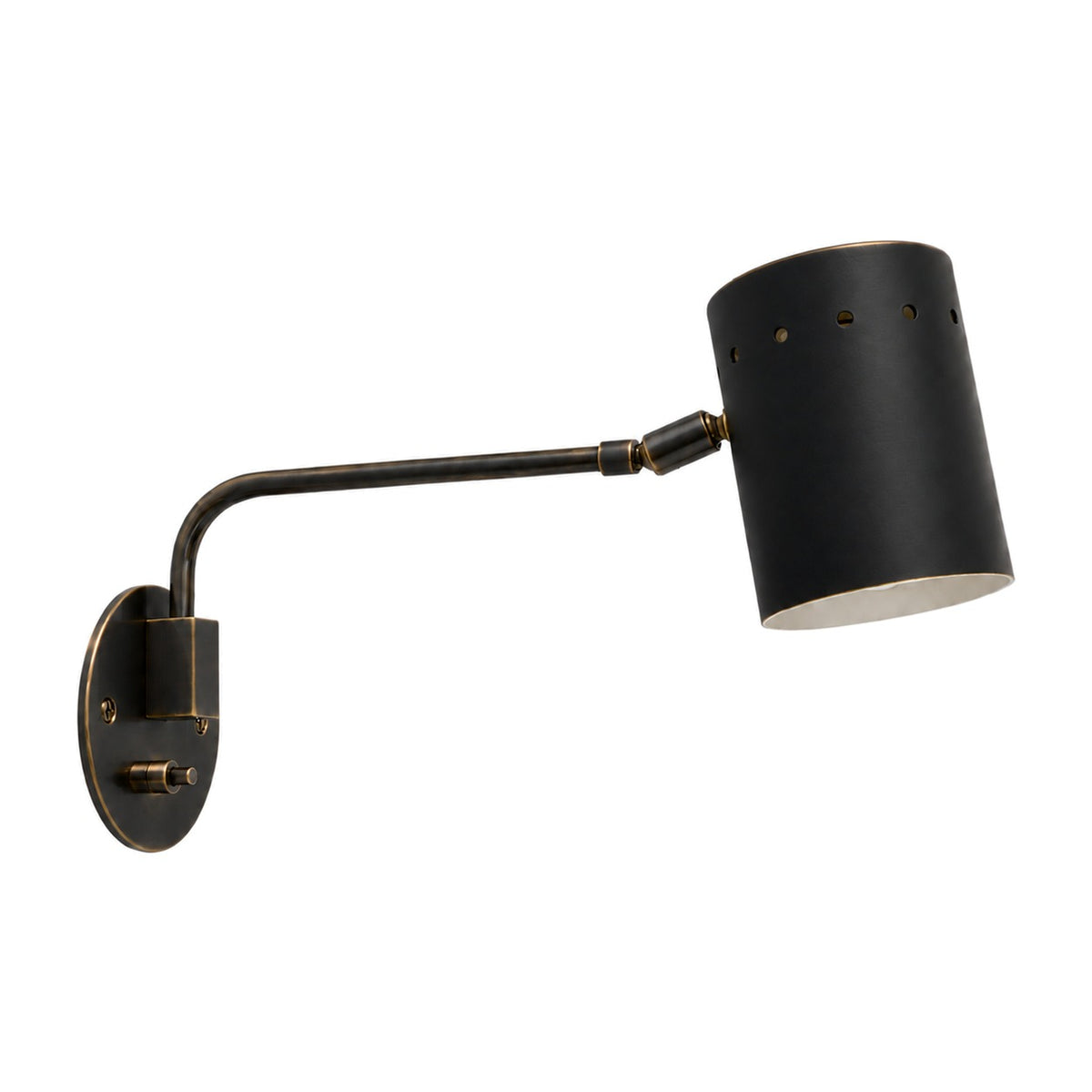 Articulated One-Light Wall Lamp – Mid-Century Modern Brass Sconce in antique black
