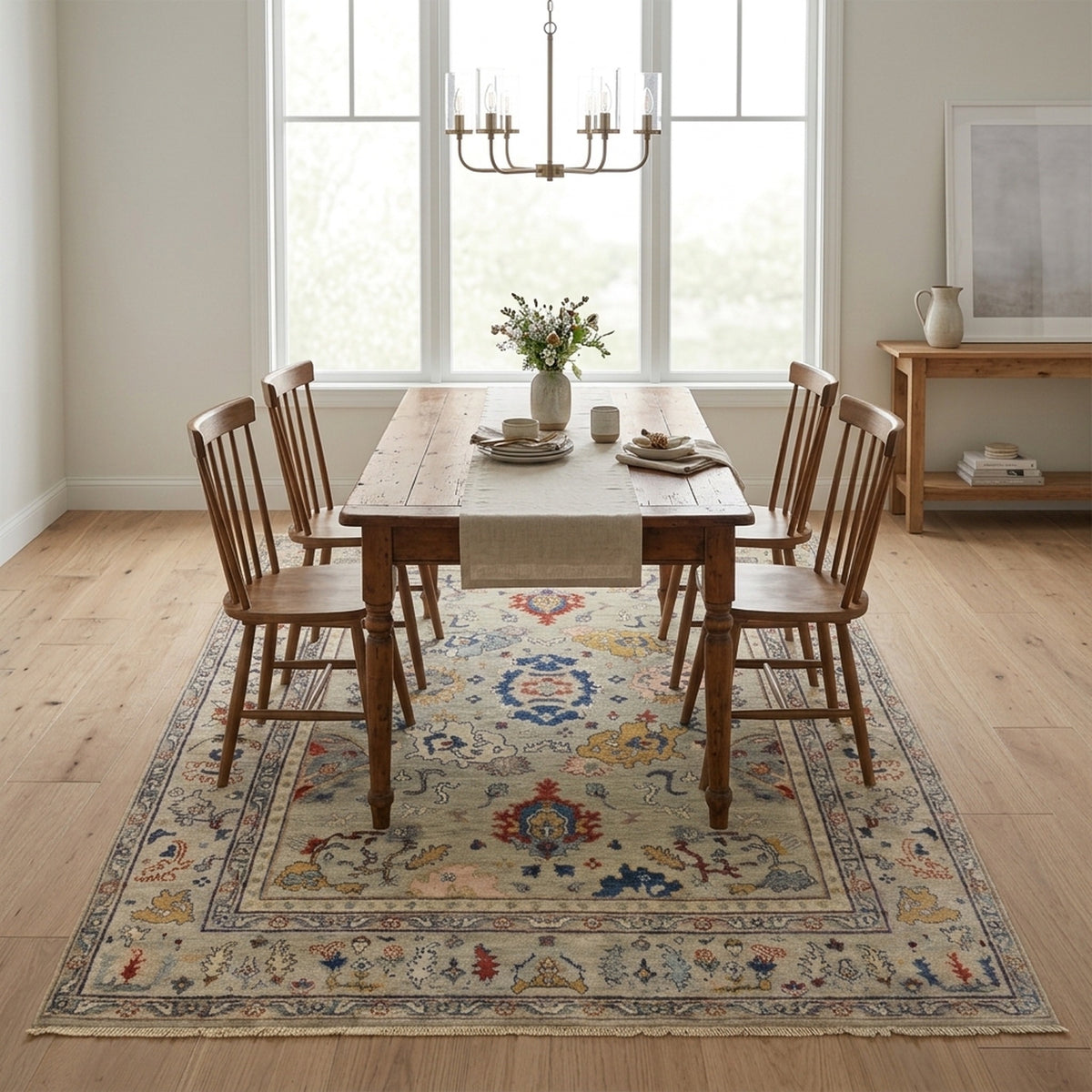 Artisan Hand-Knotted Traditional Rug in a dining room