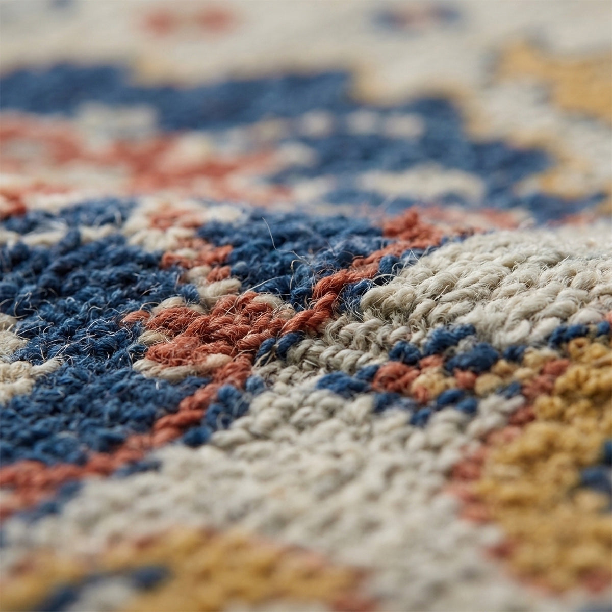 Artisan Hand-Knotted Traditional Rug, close up of the texture