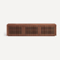 Dark Wood Slatted Low TV Console, front view
