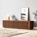 Dark Wood Slatted Low TV Console, view 2