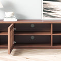 Dark Wood Slatted Low TV Console, view 6