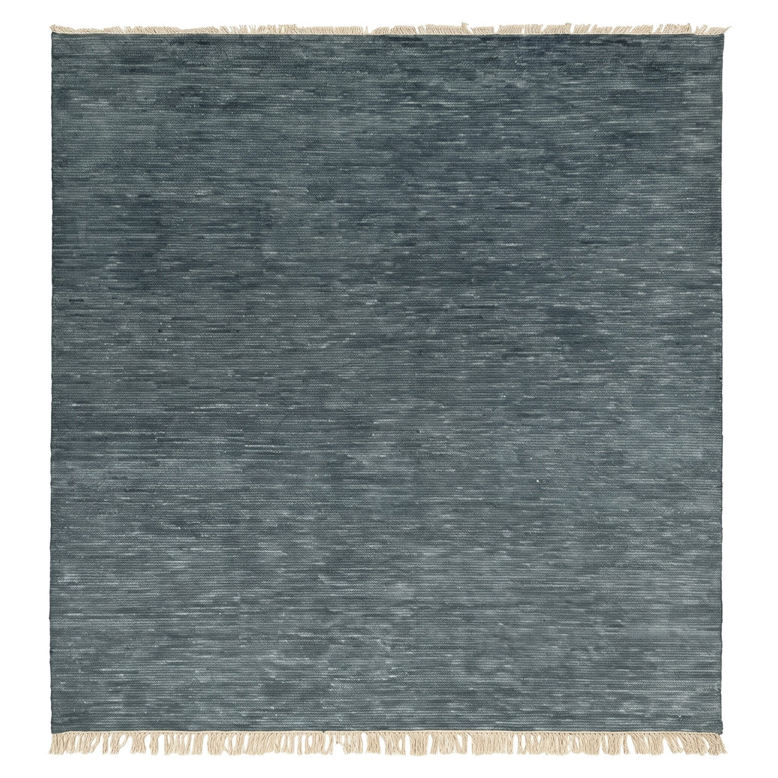 Bedroom Solid Gray Hand Knotted wool Rug, full view on a white background