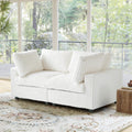 Sky Cloud Pro Sectional Sofa, Plush Comfort Plush Fabric Loveseats 2-Seaters, Beige