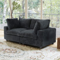 Sky Cloud Pro Sectional Sofa, Plush Comfort Plush Fabric Loveseats 2-Seaters, Black