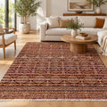 Bohemian-Inspired Hand-Knotted Geometric Rug in a living room