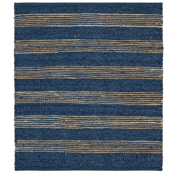 Boho Chic Jute Stripe Rug - Stylish and Sustainable Floor Decor, full view on a white background