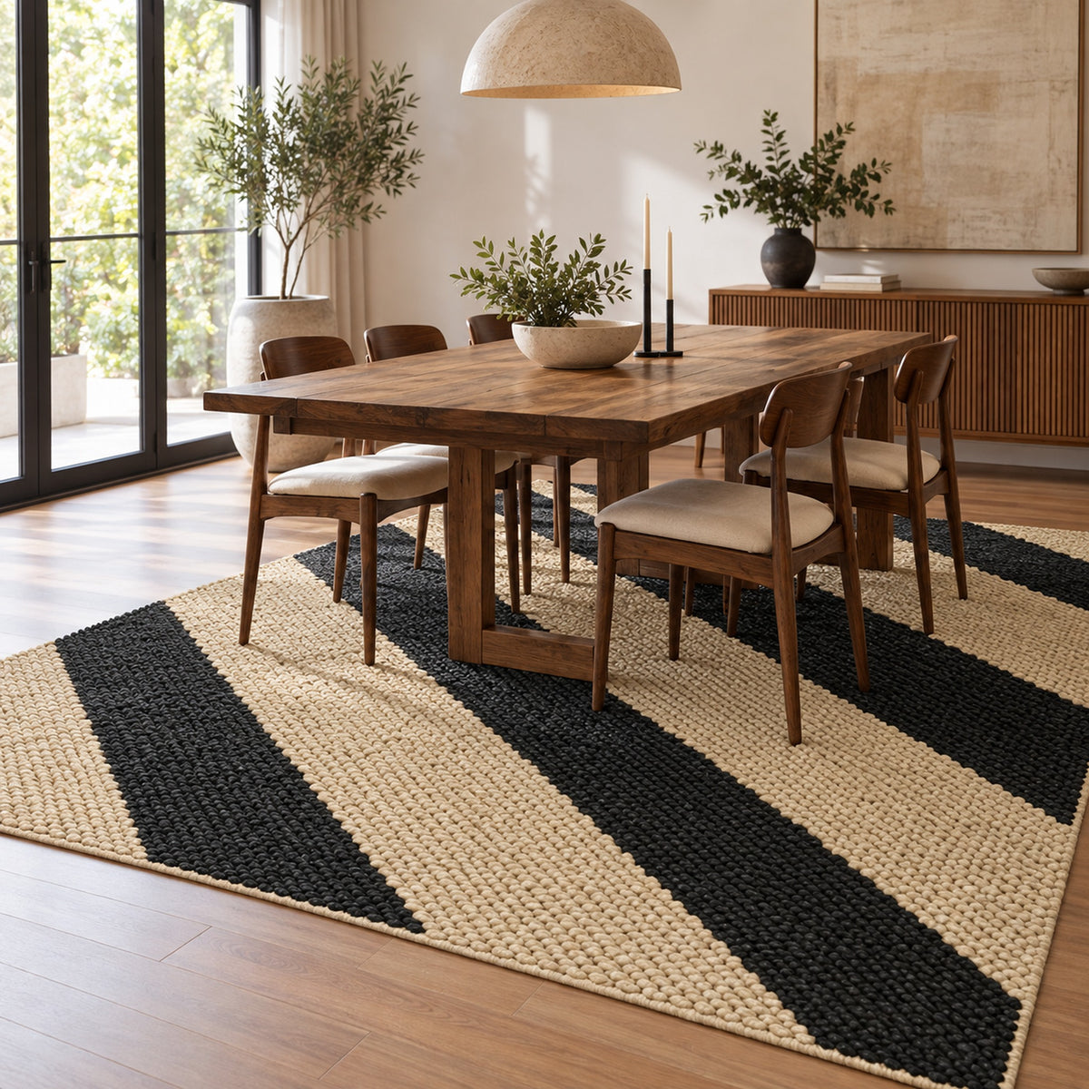 Braided Jute Rug - Rustic Charm for Any Space in a dining room