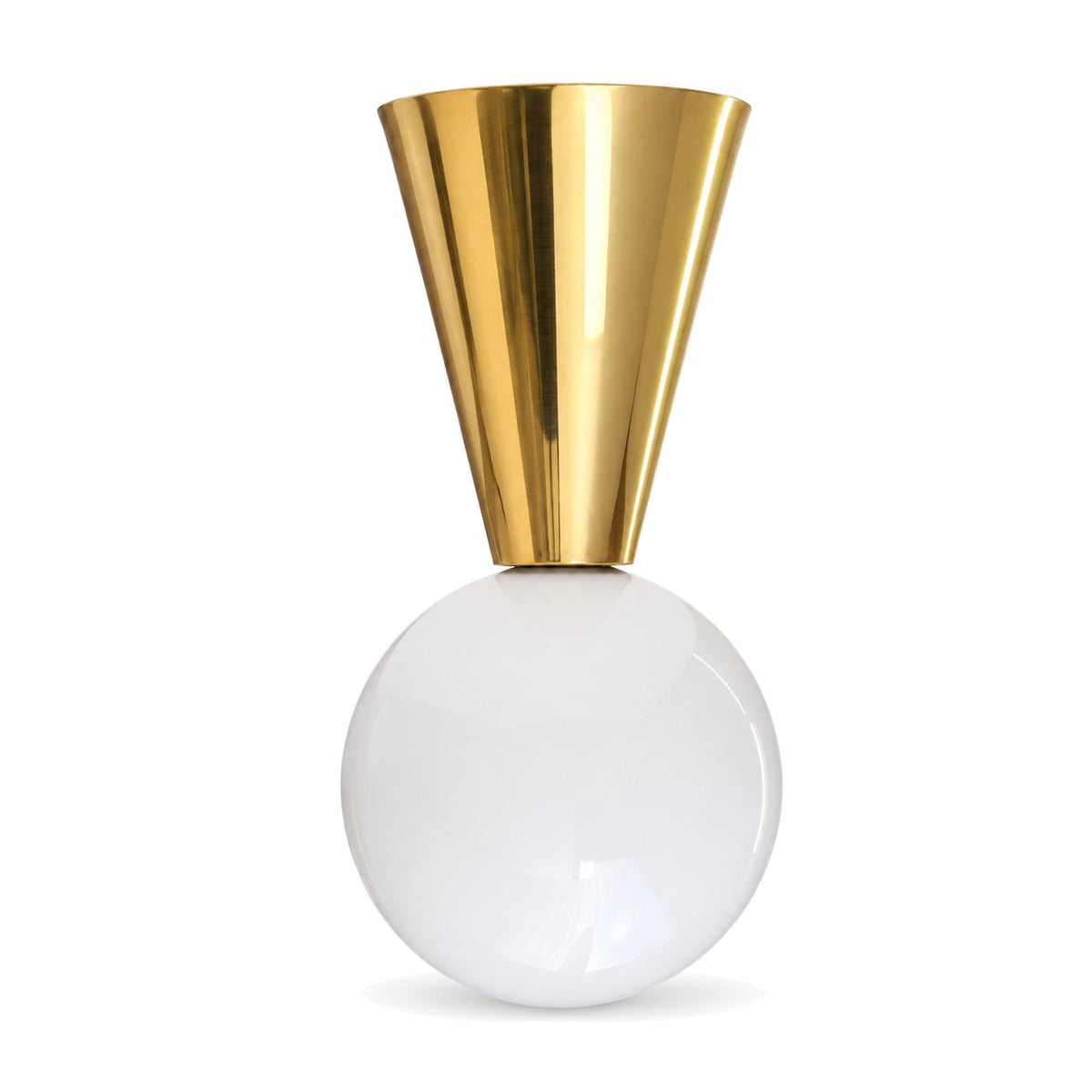 Handmade Brass Cone Flush Mount Ceiling Light in polished brass