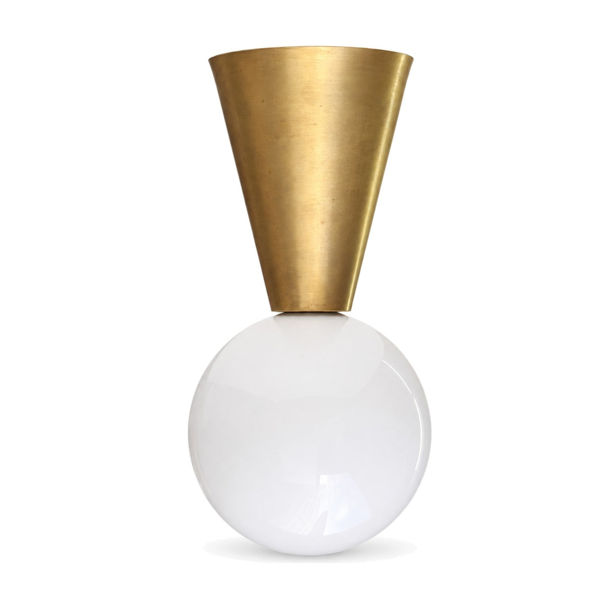 Handmade Brass Cone Flush Mount Ceiling Light in raw brass